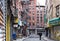 One Man Wearing Face Mask walking in NYC Lower East Side Streets with Closed Restaurants New York