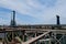 One Manhattan Square and Manhattan Bridge from Brooklyn Bridge, New York City, USA