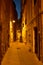 A one of many deserted narrow cozy streets in Cagliari, Sardinia, Italy
