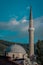 One of many mosques with majestic minaret in Sarajevo, bosnian capital, on a sunny day