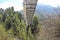 One of many pedestrian suspension bridges in Himalayas. Bottom up view.