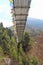 One of many pedestrian suspension bridges in Himalayas. Bottom up view.