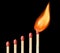 One matchstick on fire