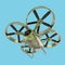 One military quadrocopter drone with camera, camouflage paint isolated render