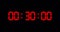 One minute countdown timer of glowing led red digits