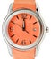 One minute to twelve o\'clock on orange wristwatch