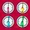 One Minute, Two - Three - Four Minutes Clock Icons