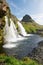 One of the most popular waterfall on Iceland - Kirkjufellsfoss on snaefellsnes peninsula, Iceland in summer