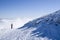 One mountaineer in snow winter mountain, Bulgaria