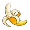 One open, peeled ripe banana, sketch style vector illustration
