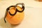 One orange with glasses, smart orange, organic food choise
