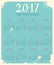 One page calendar 2017 with lettering months.