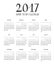 One page calendar 2017 with lettering months.