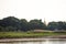 One pagoda on the banks of the Irrawaddy river, Mandalay, Myanmar, Burma. Copy space for text.