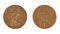 One penny coin isolated