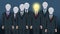 One person stands out from the group as a bright light bulb