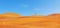 One person on top of beautiful red desert dunes. Tourist exploring alone desert in Dubai â€“ Discover Earth concept panorama â€“