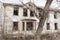 One photo of an old and terrible abandoned farmhouse, which eventually deteriorates, overgrown with old trees. Here lived an old m