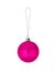 One pink glass ball white background isolated close up, red Ð¡hristmas tree decoration, single shiny round bauble, new year decor