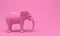 One plain pink realistic elephant isolated on a pink background. Creative conceptual monochrome illustration with copy space. 3D