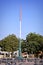 On one pole, the flag of India is colored saffron, white and green