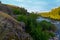 One of the popular tourist places near Yekaterinburg, river Iset threshold revun, close-up view of the whirlpools and the river