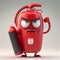 One red fire extinguisher cartoon hero