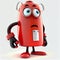 One red fire extinguisher cartoon hero