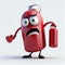 One red fire extinguisher cartoon hero