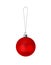 One red glass ball on white background isolated close up, Ð¡hristmas tree decoration, single shiny round bauble, new year decor