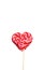 One red lolly pop isolated on a white background. Top view.