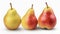 One red yellow pear fruits isolated on white with clipping path and full depth blur easily