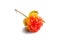 One ripe cloudberry isolated on a white background with clipping paths with shadow and without shadow