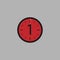 One Second Clock on gray background. Stopwatch icon in flat style, red timer. Sport clock.