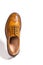 One Separate Male Tan Brogue Oxford Shoe. Isolated Over White Ba