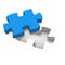 One single blue jigsaw puzzle piece on white background