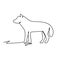 One single continuous doodle outline silhouette hand drawn art line wild animal polar gray predator lone leader wolf