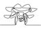 One single continuous line drawing of flying drone airplane, unmanned plane vector illustration. Modern air gadget for videography