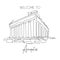 One single line drawing Acropolis temple landmark. World famous ruin in Athens, Greek. Tourism travel postcard home wall decor