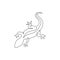 One single line drawing of adorable desert lizard reptile for company logo identity. Funny animal mascot concept for reptilian zoo