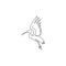 One single line drawing of adorable ibis for foundation logo identity. Long down curved beak bird mascot concept for conservation