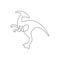 One single line drawing of agile and fast parasaurolophus for logo identity. Dino animal mascot concept for prehistoric theme park