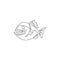 One single line drawing of angry piranha for logo identity. Amazon river fish mascot concept for monster creature icon. Continuous