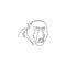 One single line drawing of baboon head for company business logo identity. Cute primate animal mascot concept for corporate icon.