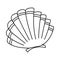 One single line drawing of beauty scallop for Chinese restaurant logo identity. vector illustration. Seashell mascot concept for