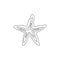 One single line drawing of beauty sea star for logo identity. Starfish mascot concept for asteroidea animal icon. Modern