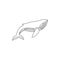 One single line drawing of big fish whale for company logo identity. Giant creature mammal animal mascot concept for conservation