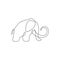 One single line drawing of big mammoth business logo identity. Prehistory animal from ice age icon concept. Trendy continuous line