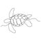 One single line drawing of big turtle for marine company logo identity. Adorable creature reptile animal mascot concept for