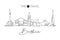 One single line drawing of Bratislava city skyline, Slovakia. Historical town landscape in the world. Best holiday destination.